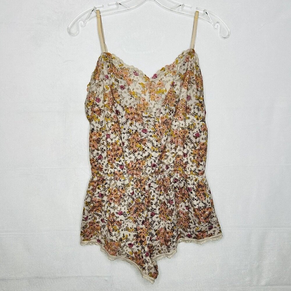 Victoria's Secret Womens Size S Multi-Color Floral Sheer Lace Teddy Romper
